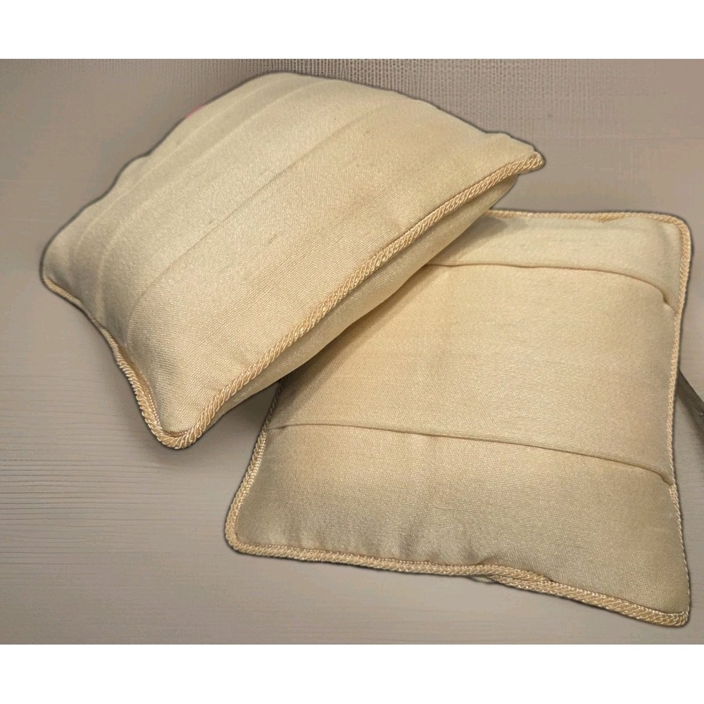 Pair Of Cream Mini Throw Pillows Soft Linen 5.5 X 5.5 Inch Accents White Tiny
